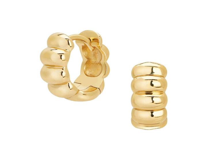 Gold Ridged Huggie Hoops