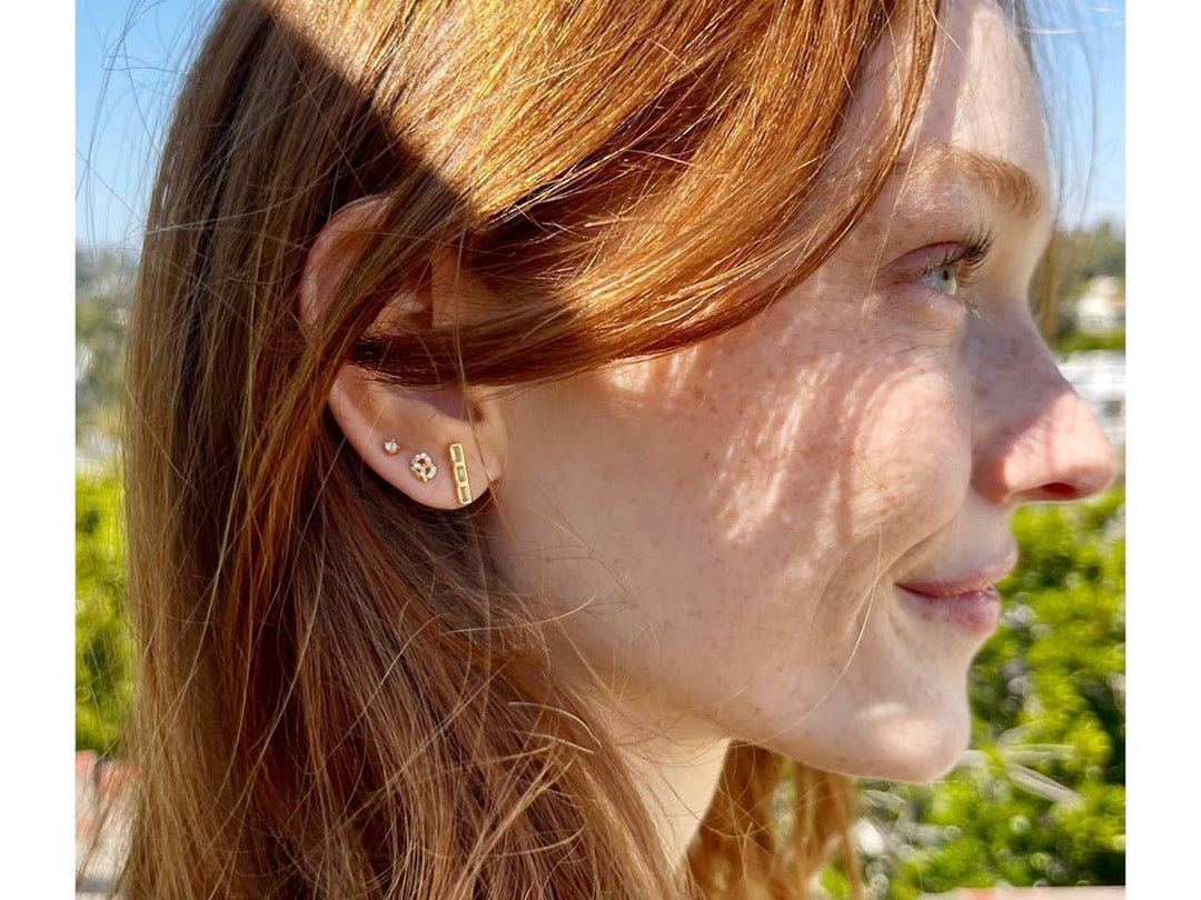 Triple Baguette Bar Earrings