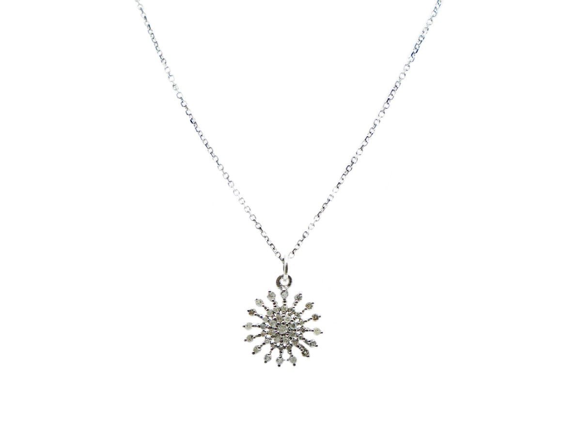 SS Little Diamond Sunburst Necklace
