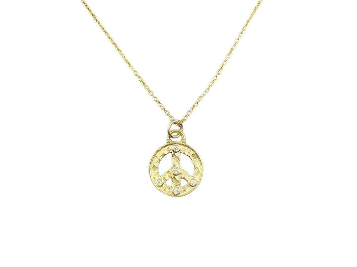 Peace Sign Necklace with Diamonds