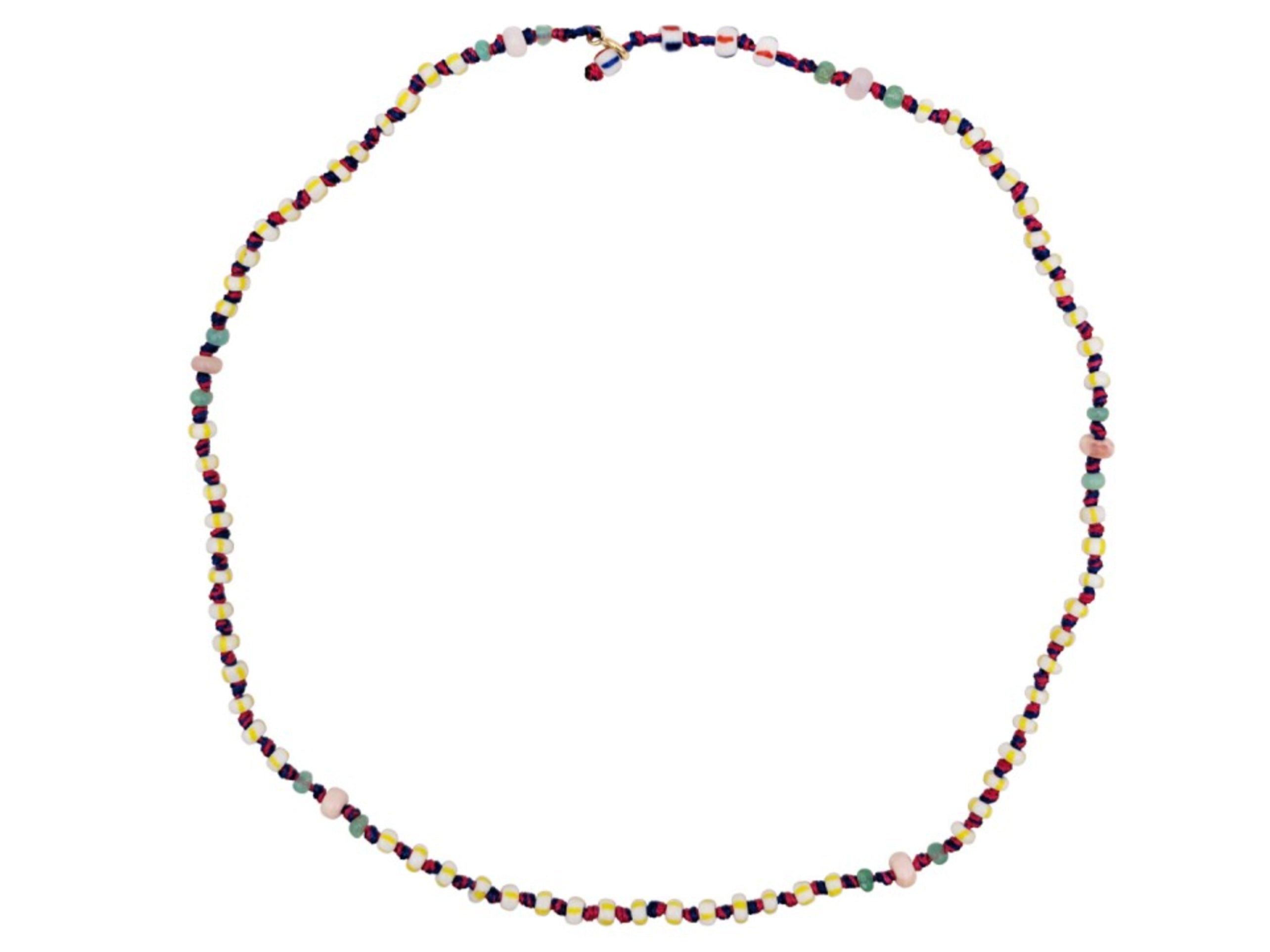 Yellow and White African Trade Bead Necklace