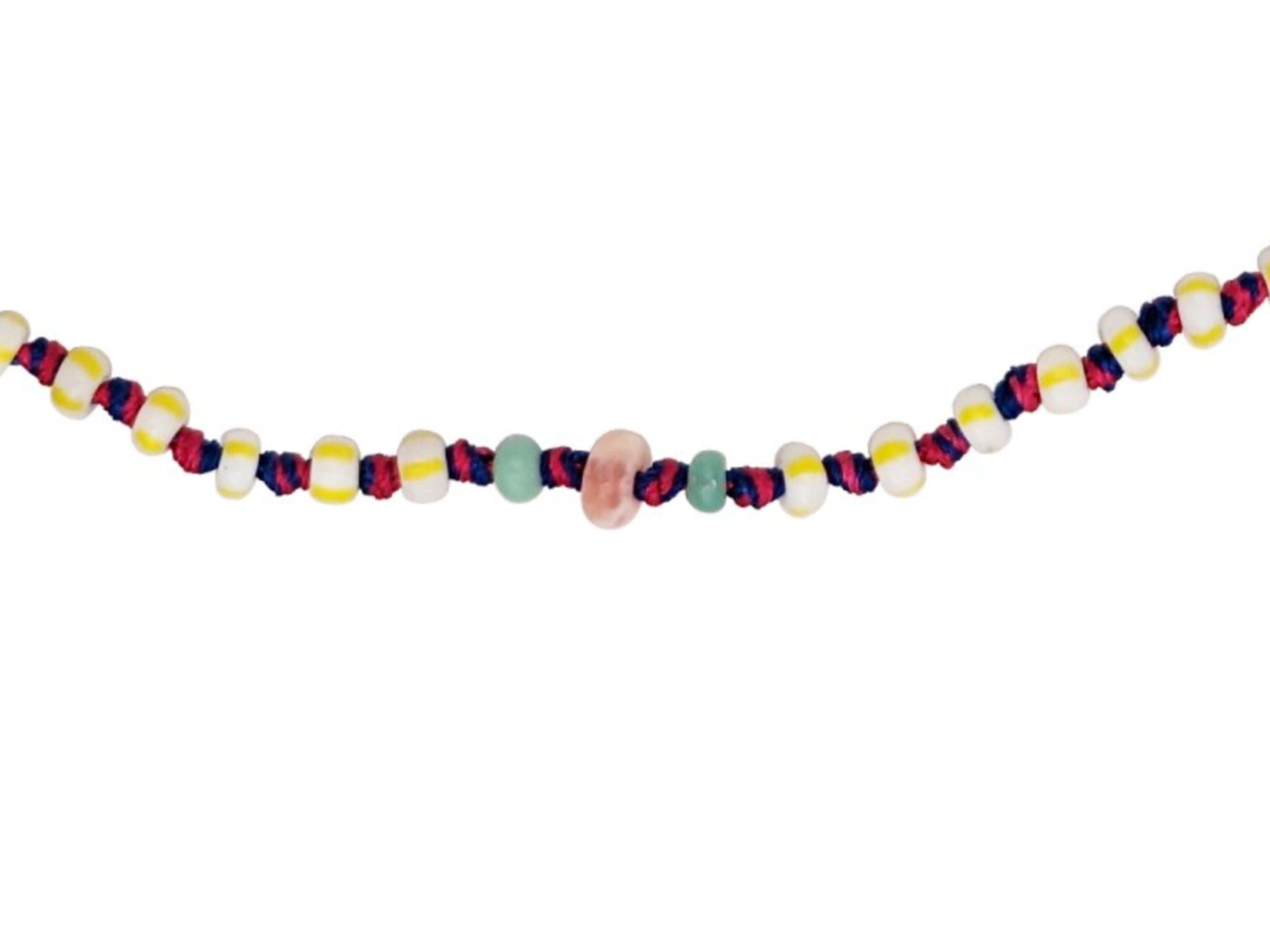 Yellow and White African Trade Bead Necklace