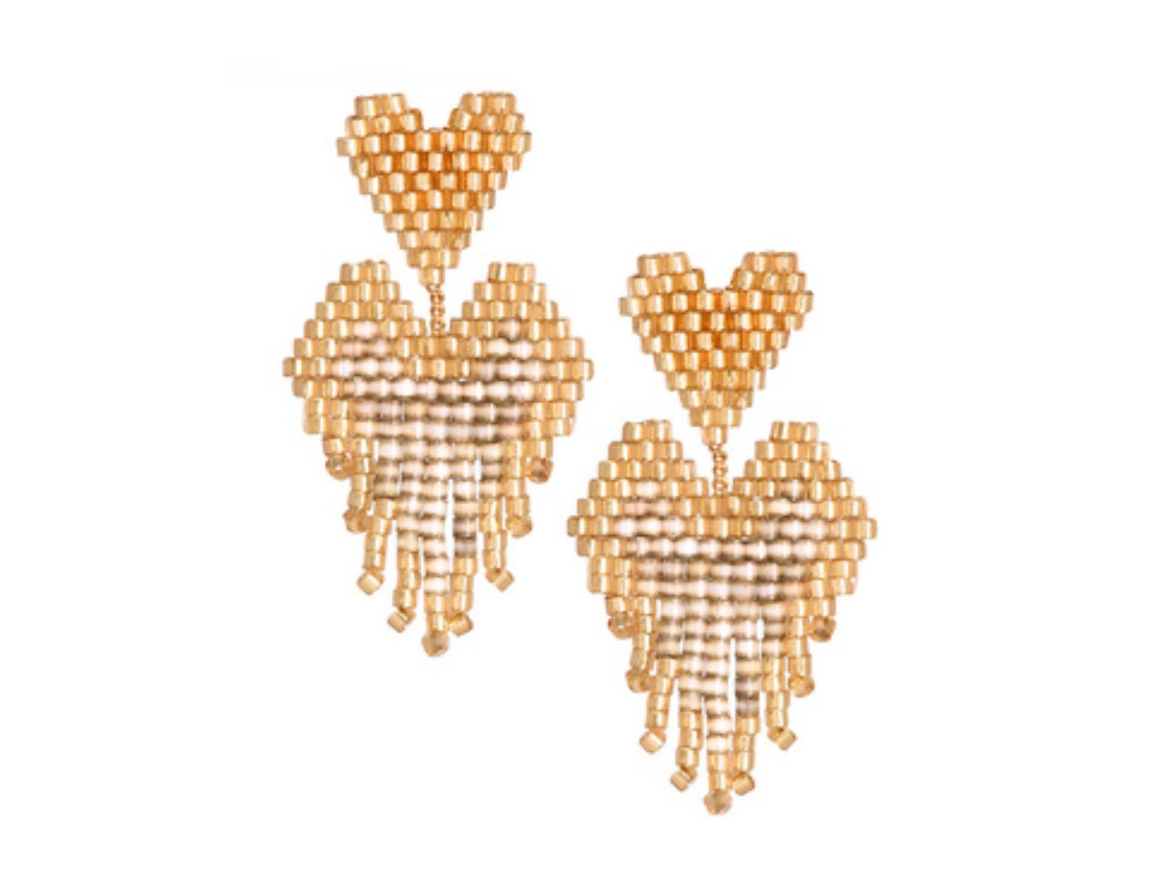 Gold Fringy Heart Earrings