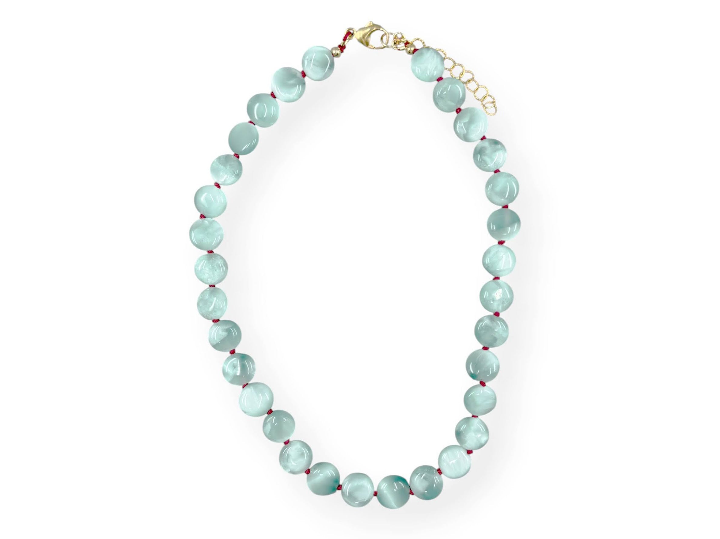 Dark Green Moonstone on Silk Necklace