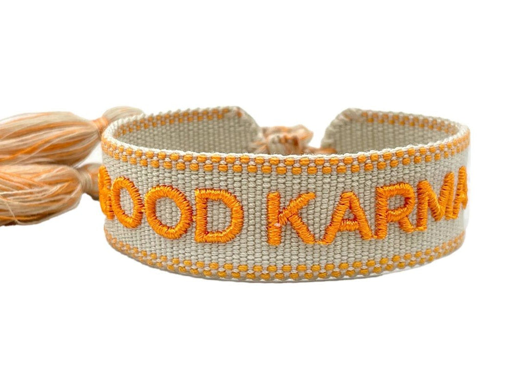 Woven Good Karma Bracelet in Orange and Khaki