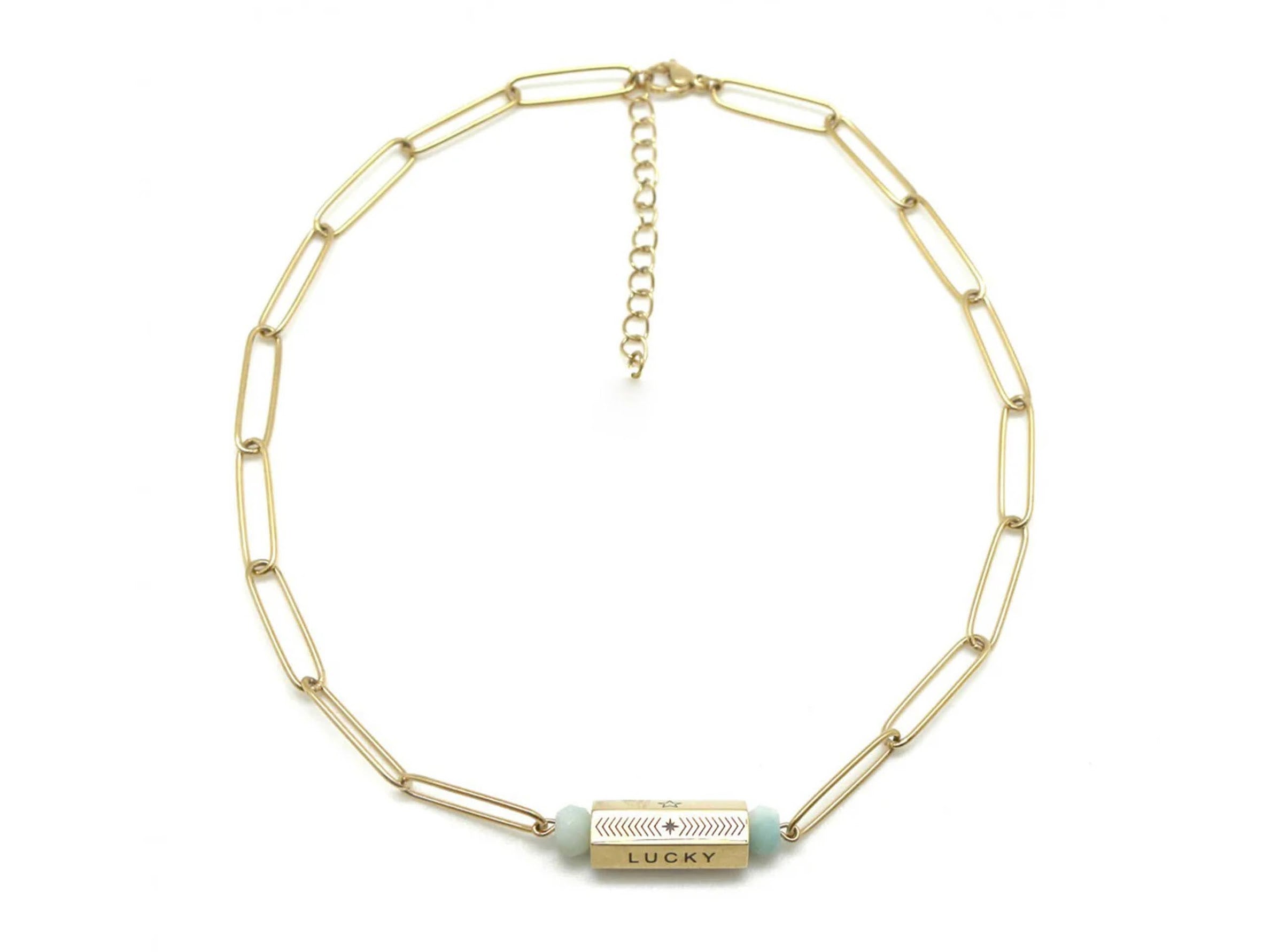 Lucky Charm and Chain Necklace with Amazonite