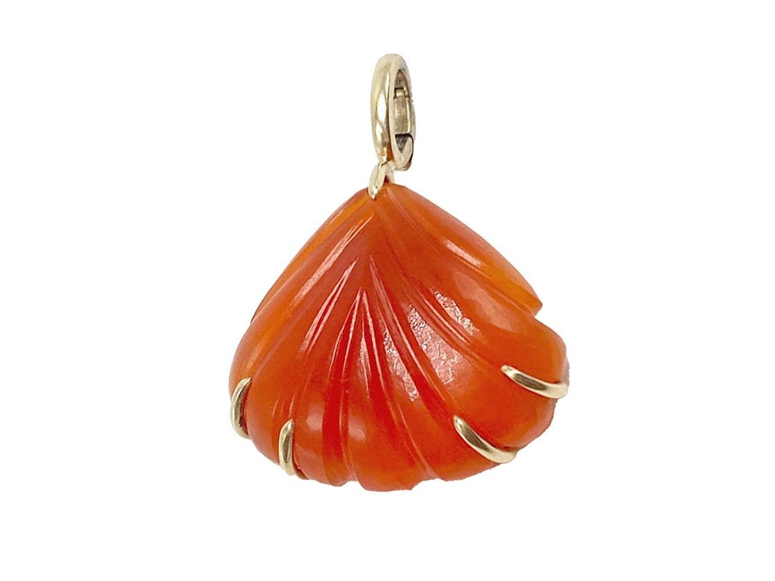 14k Handcrafted Orange Agate Shell Charm