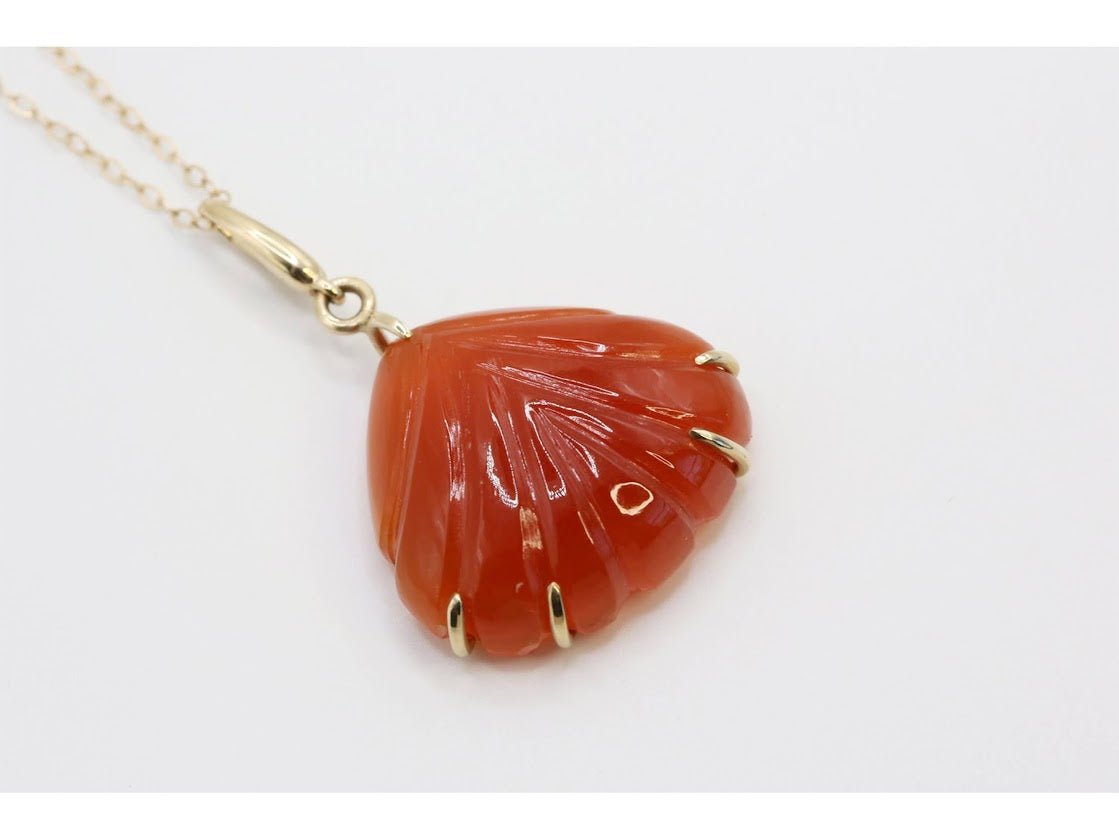 14k Handcrafted Orange Agate Shell Charm