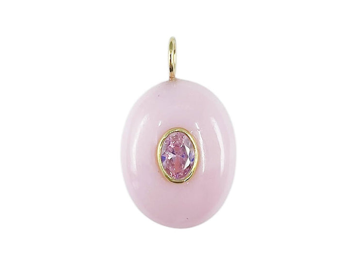 Pink Opal Charm with Oval Pink Tourmaline