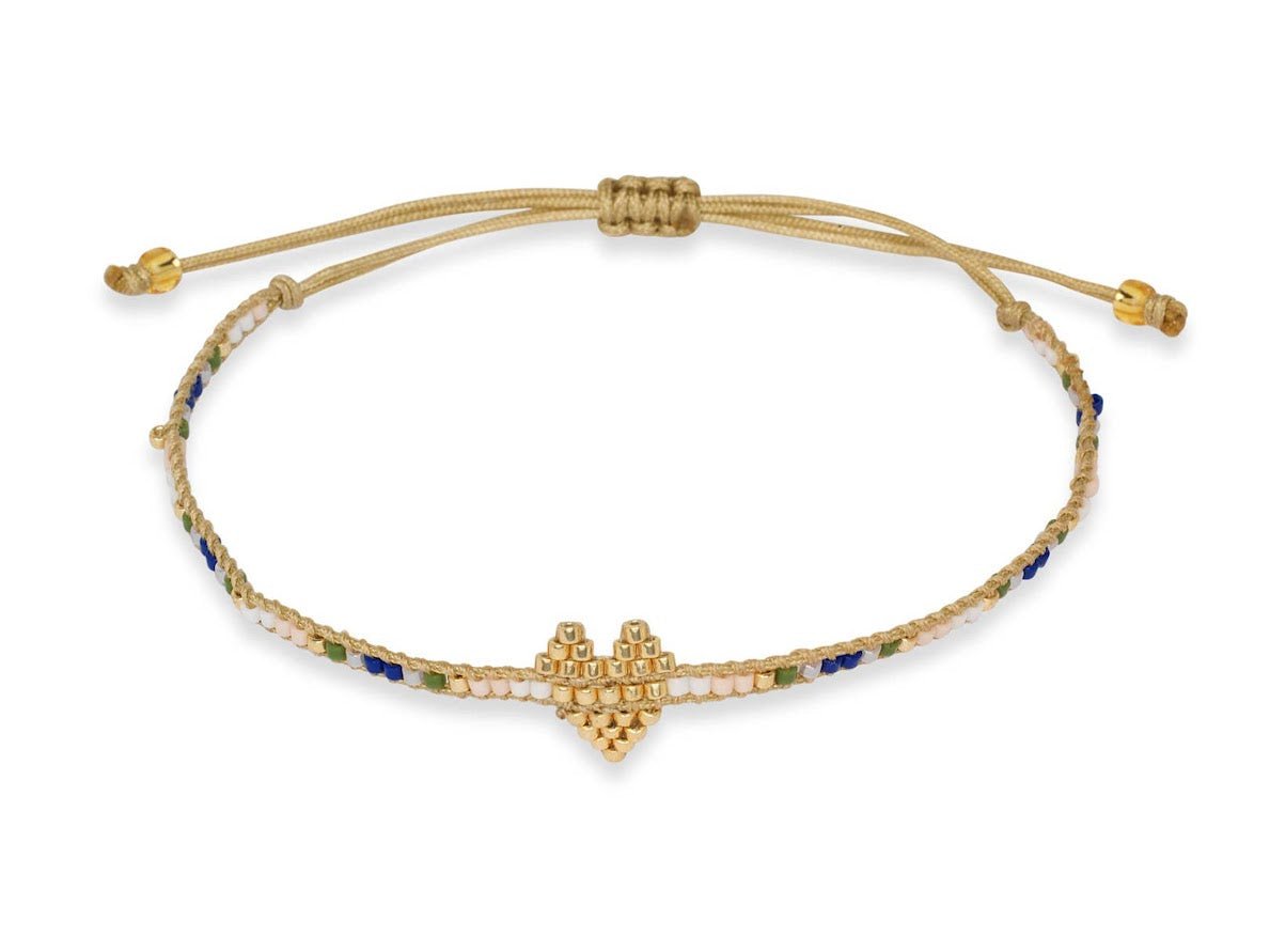 Beaded Gold Heart Bracelet