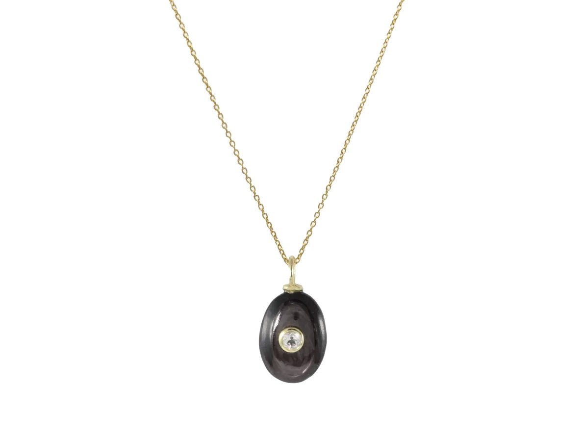 Black MOP and White Topaz Charm Necklace