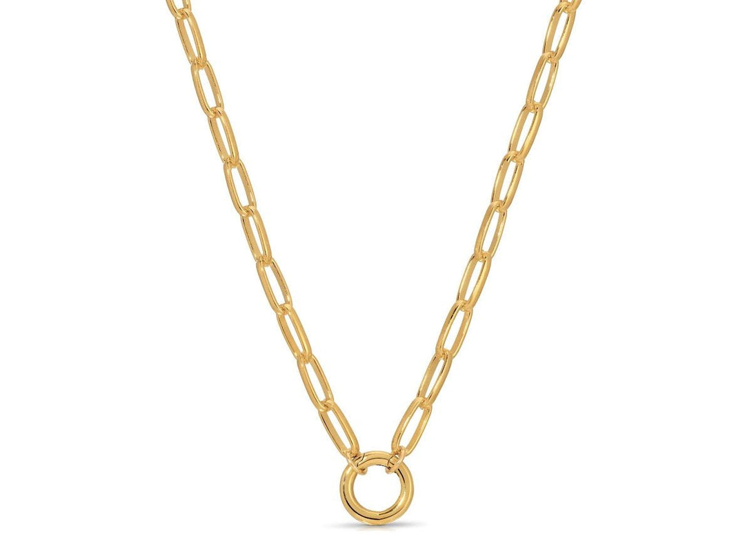 Gold Paper Clip Chain with Charm Keeper