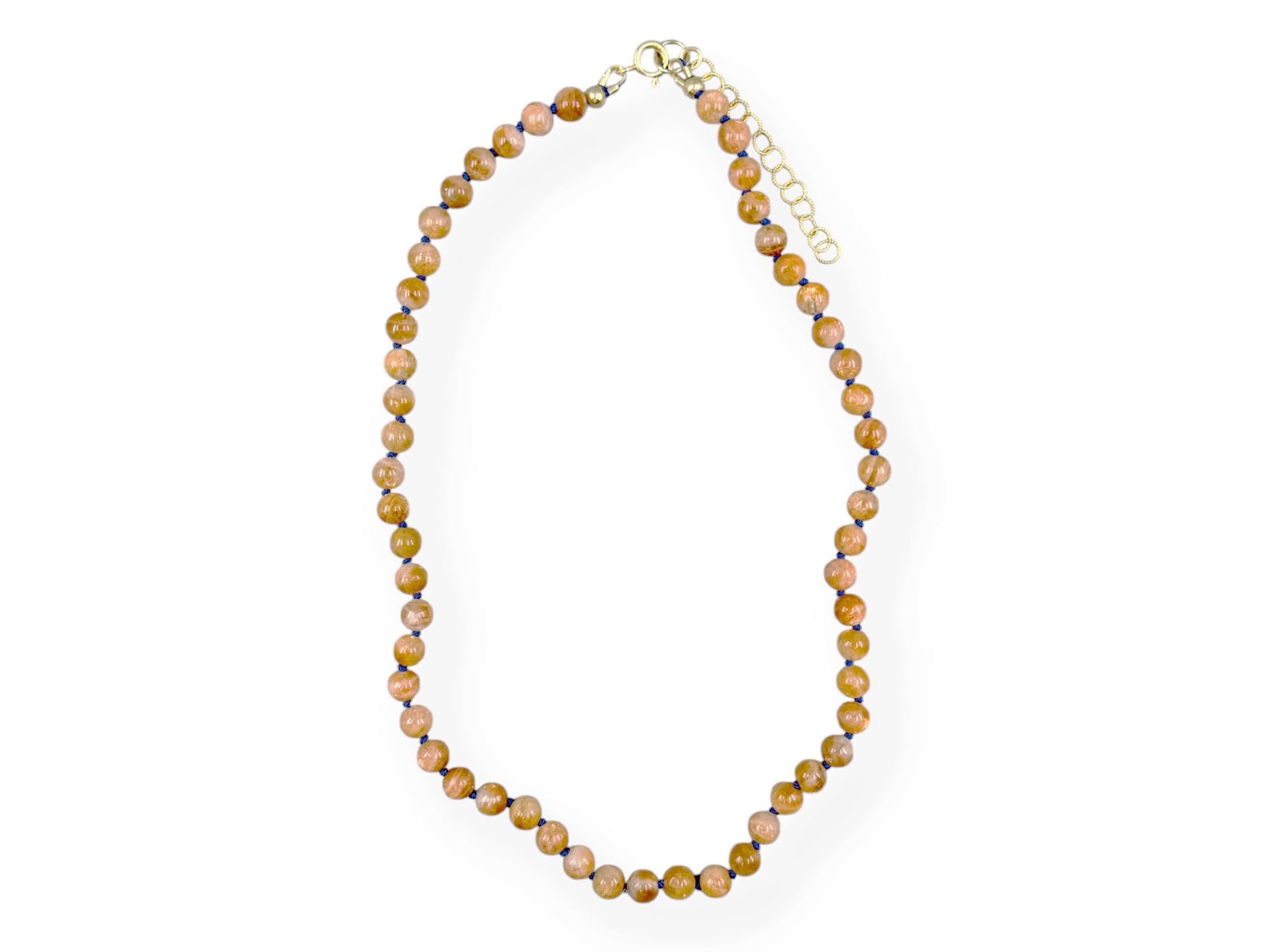 Round Sunstones on Silk Necklace