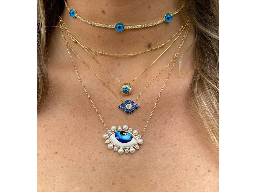 Ocean Blue Evil Eye Necklace