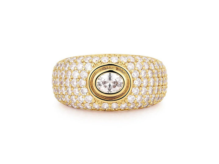 Gold Pave CZ Band with Center Stone