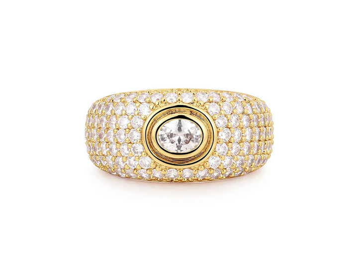 Gold Pave CZ Band with Center Stone