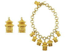 Load image into Gallery viewer, 1980s Dominique Aurentis Paris Pagoda Necklace and Earrings
