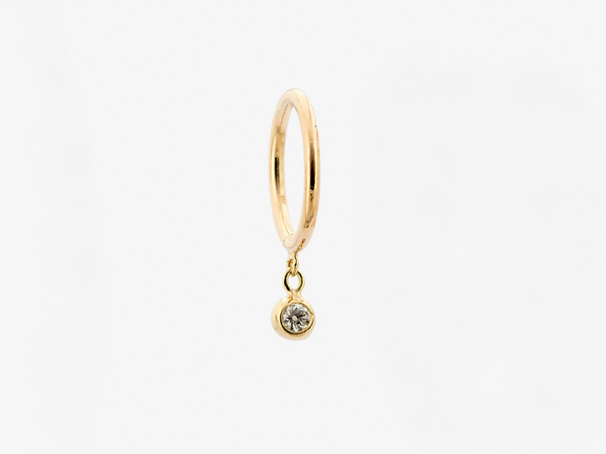 14k 8mm Diamond Droplet Hoop