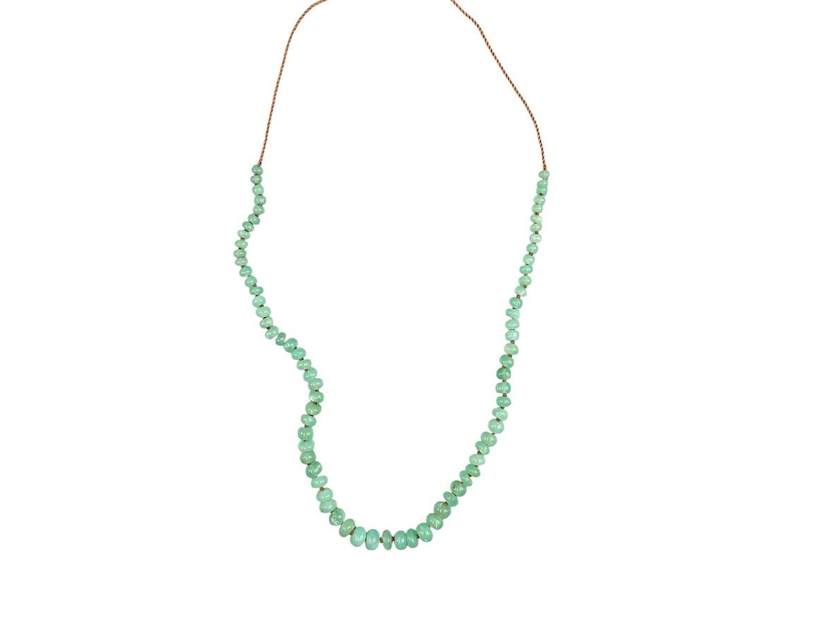 Adjustable Hand-Knotted Chrysoprase Necklace.