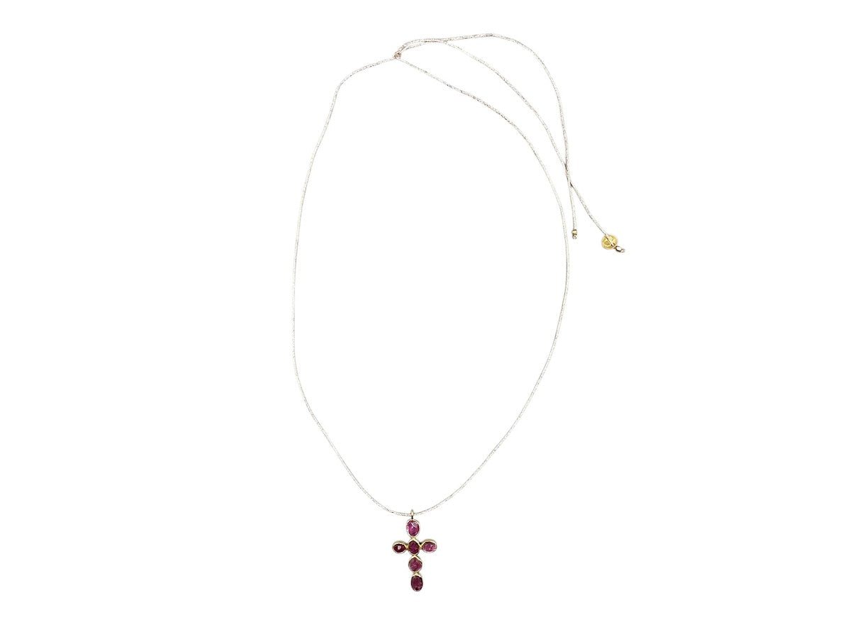 Pink Tourmaline Cross Necklace