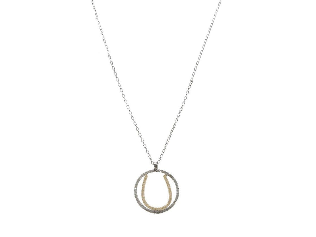18k Horseshoe Necklace with Pave Diamonds