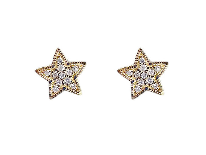 14k Diamond Star Stud Earrings