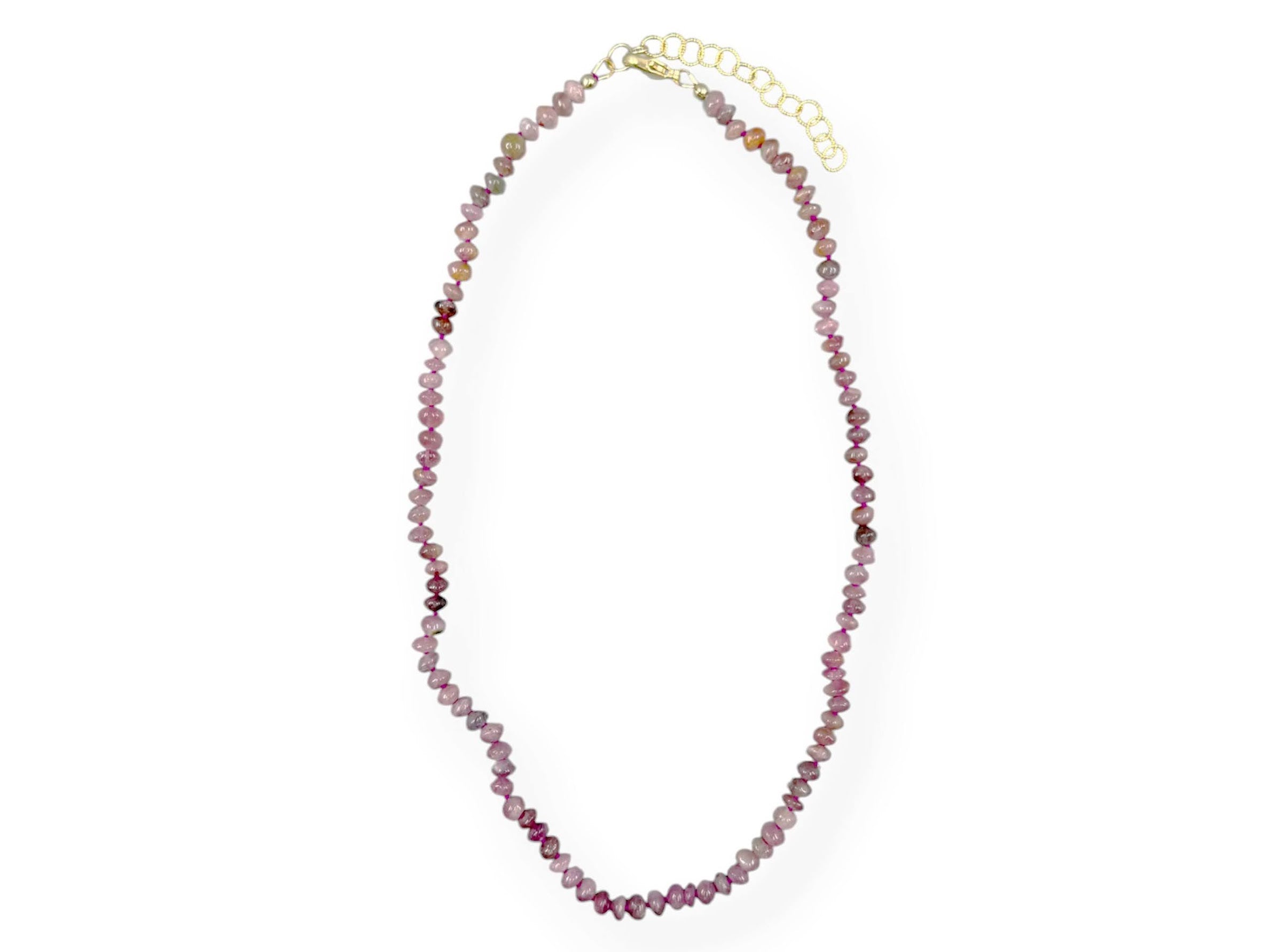 Pink Tourmaline on Silk Necklace
