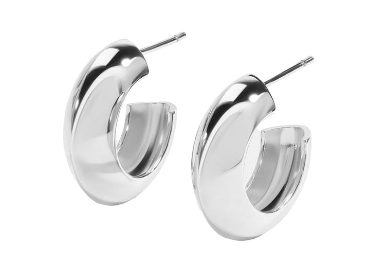 Silver Domed Hoop Earrings