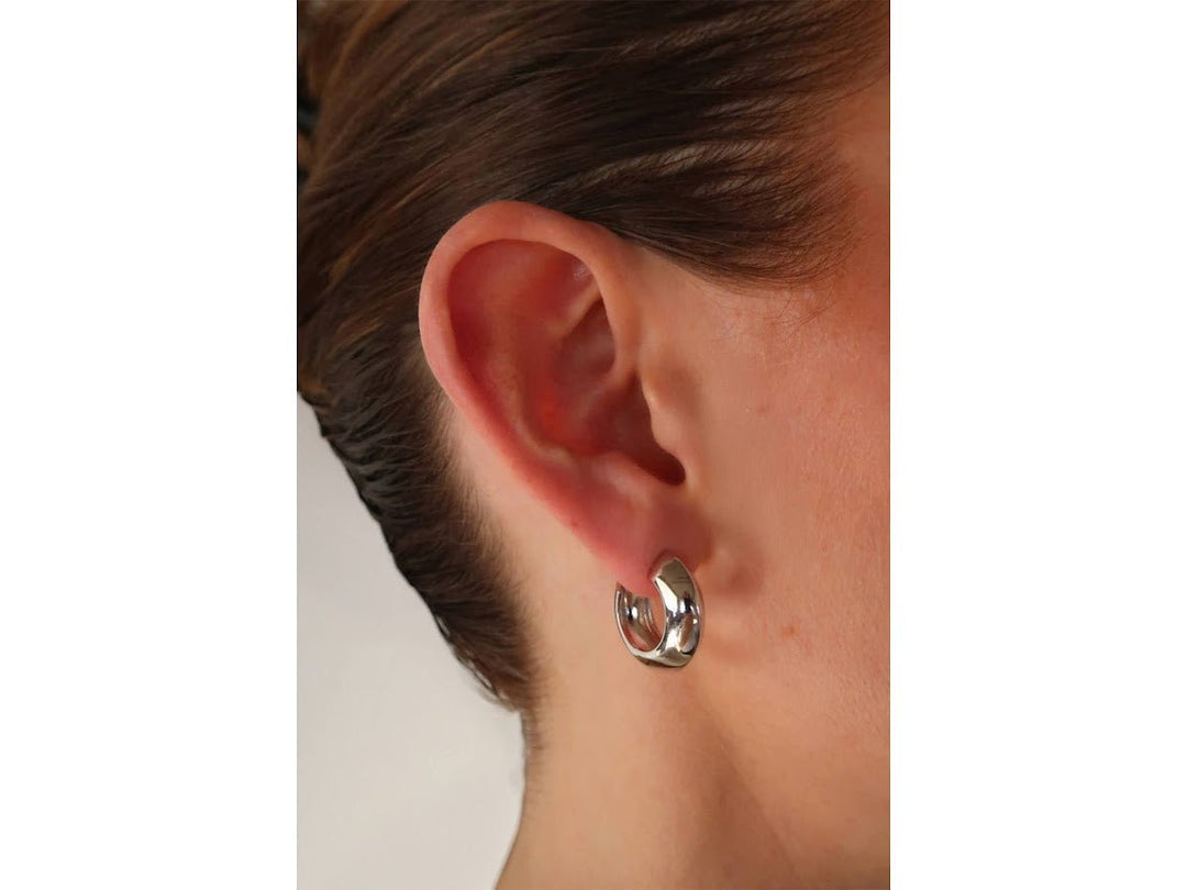 Silver Domed Hoop Earrings