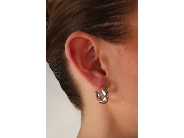 Silver Domed Hoop Earrings