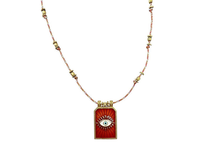 Red Enamel Evil Eye Charm Necklace