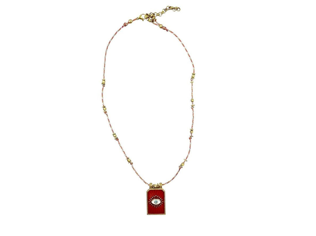 Red Enamel Evil Eye Charm Necklace