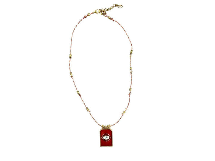 Red Enamel Evil Eye Charm Necklace