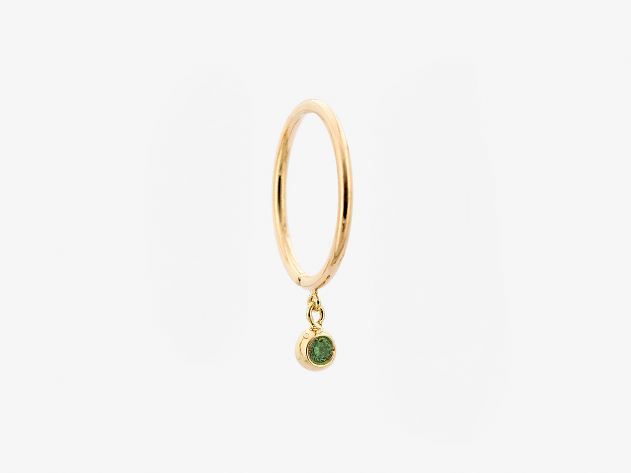 14k 10mm Emerald Droplet Huggie Hoop