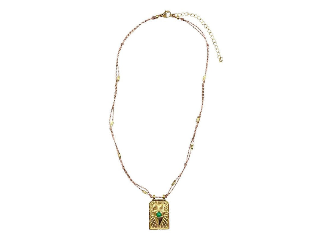 Brown Woven Cord Necklace with Heart Charm