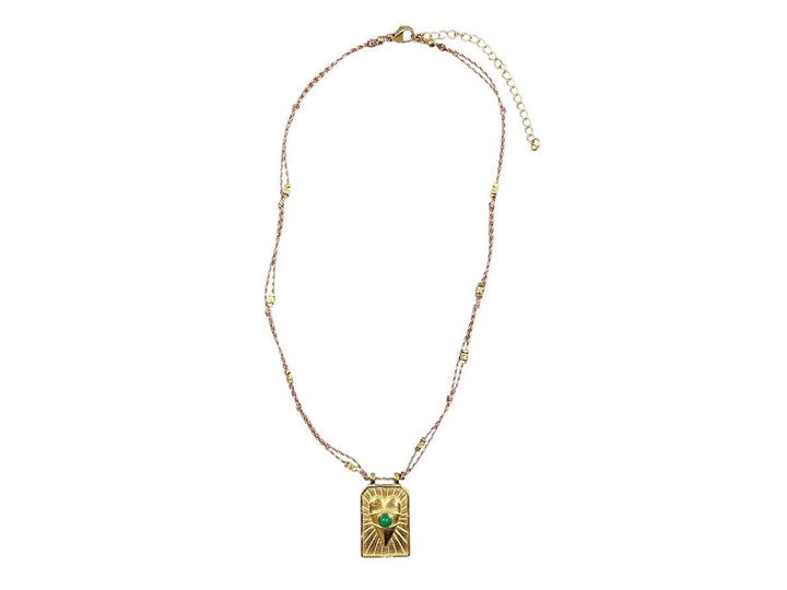 Brown Woven Cord Necklace with Heart Charm