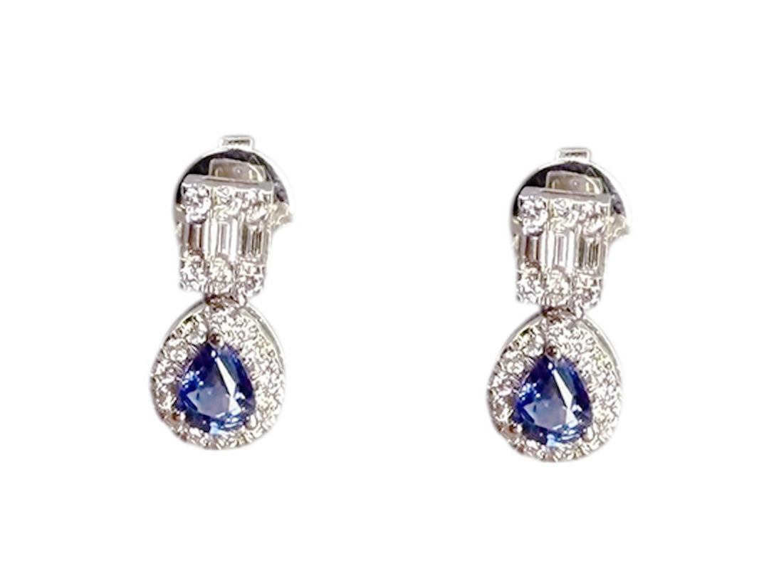 18k Earrings with Sapphires and Diamonds