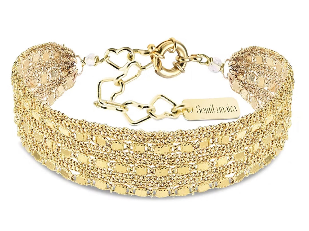 Woven Chain Bracelet with Gold Spacers