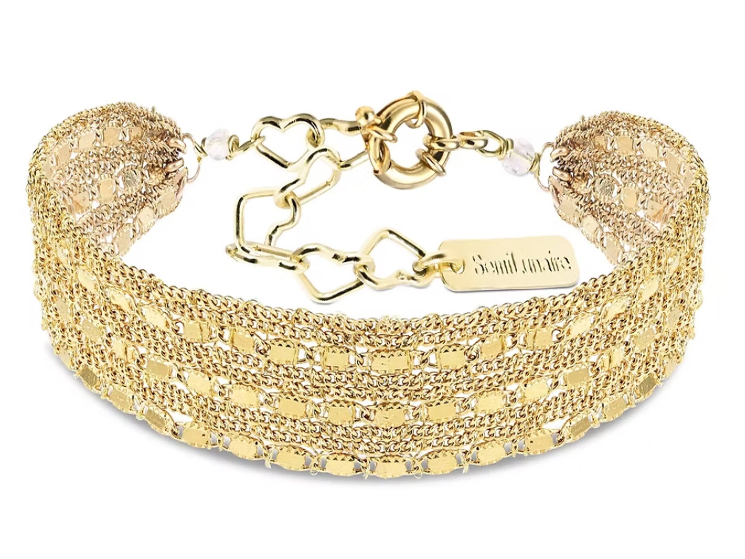 Woven Chain Bracelet with Gold Spacers