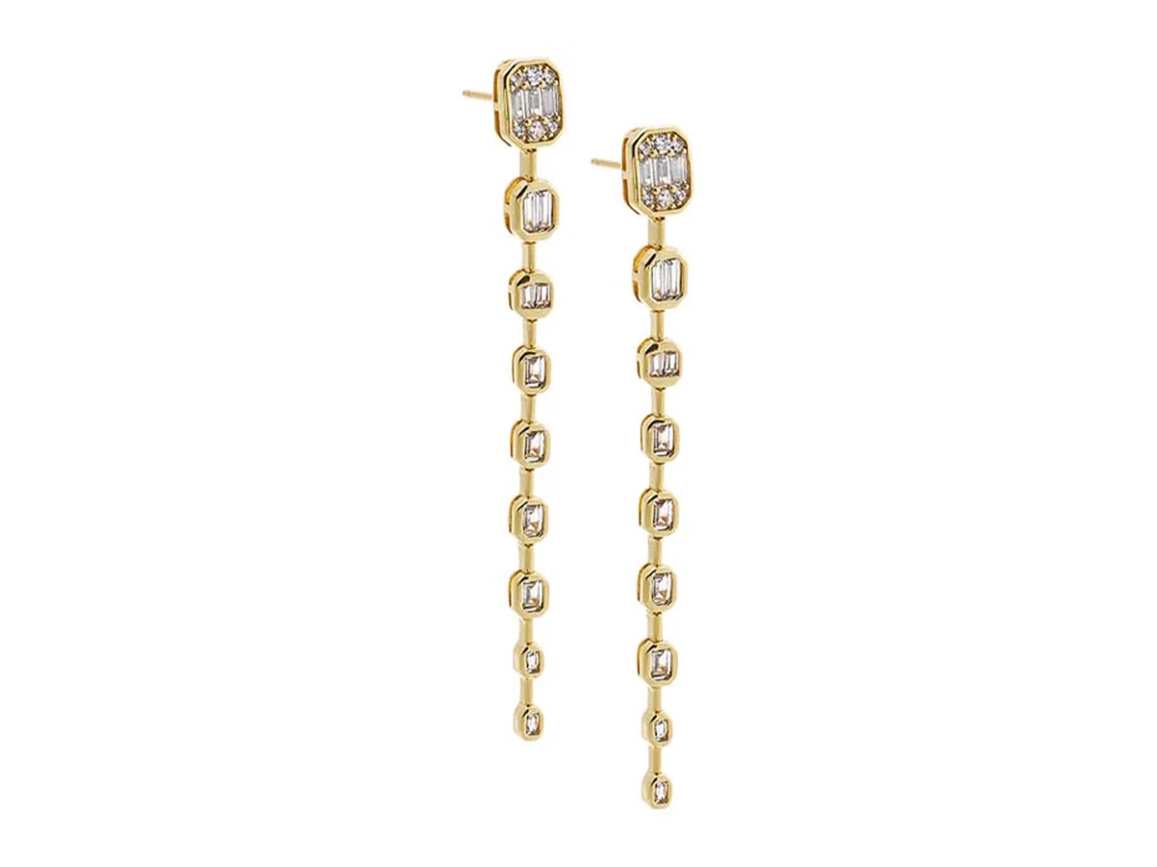 Gold CZ Drop Stud Earrings