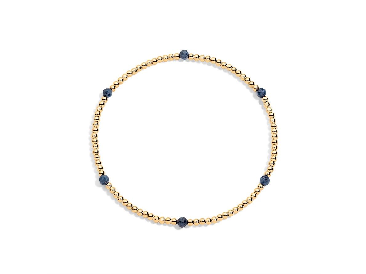 Gold and Sapphire 2mm Bead Bracelet