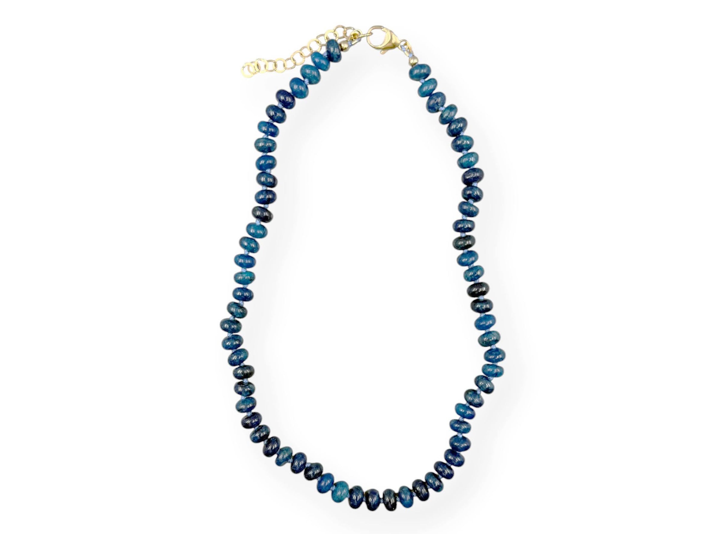 Apatite Rondelles on Silk Necklace