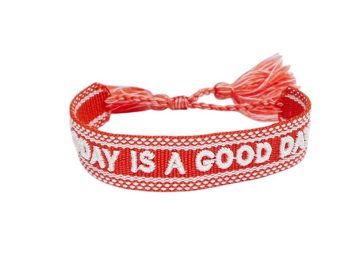 Woven Orange TODAY IS A GOOD DAY Bracelet