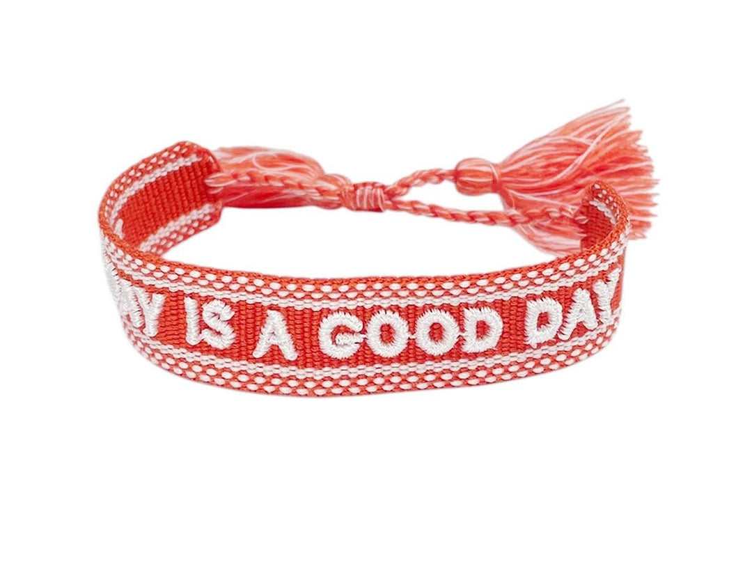 Woven Orange TODAY IS A GOOD DAY Bracelet