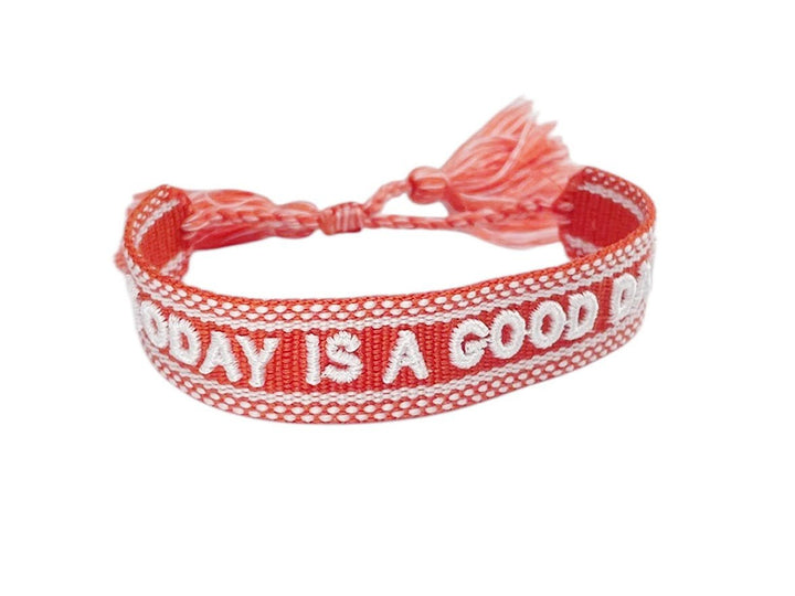 Woven Orange TODAY IS A GOOD DAY Bracelet