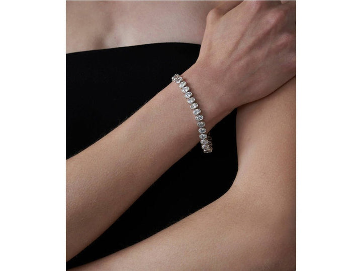 Silver Tennis Bracelet with Oval CZs