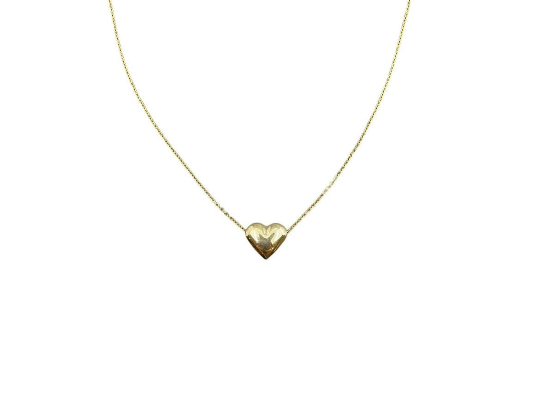 14k Gold Puffed Heart Necklace