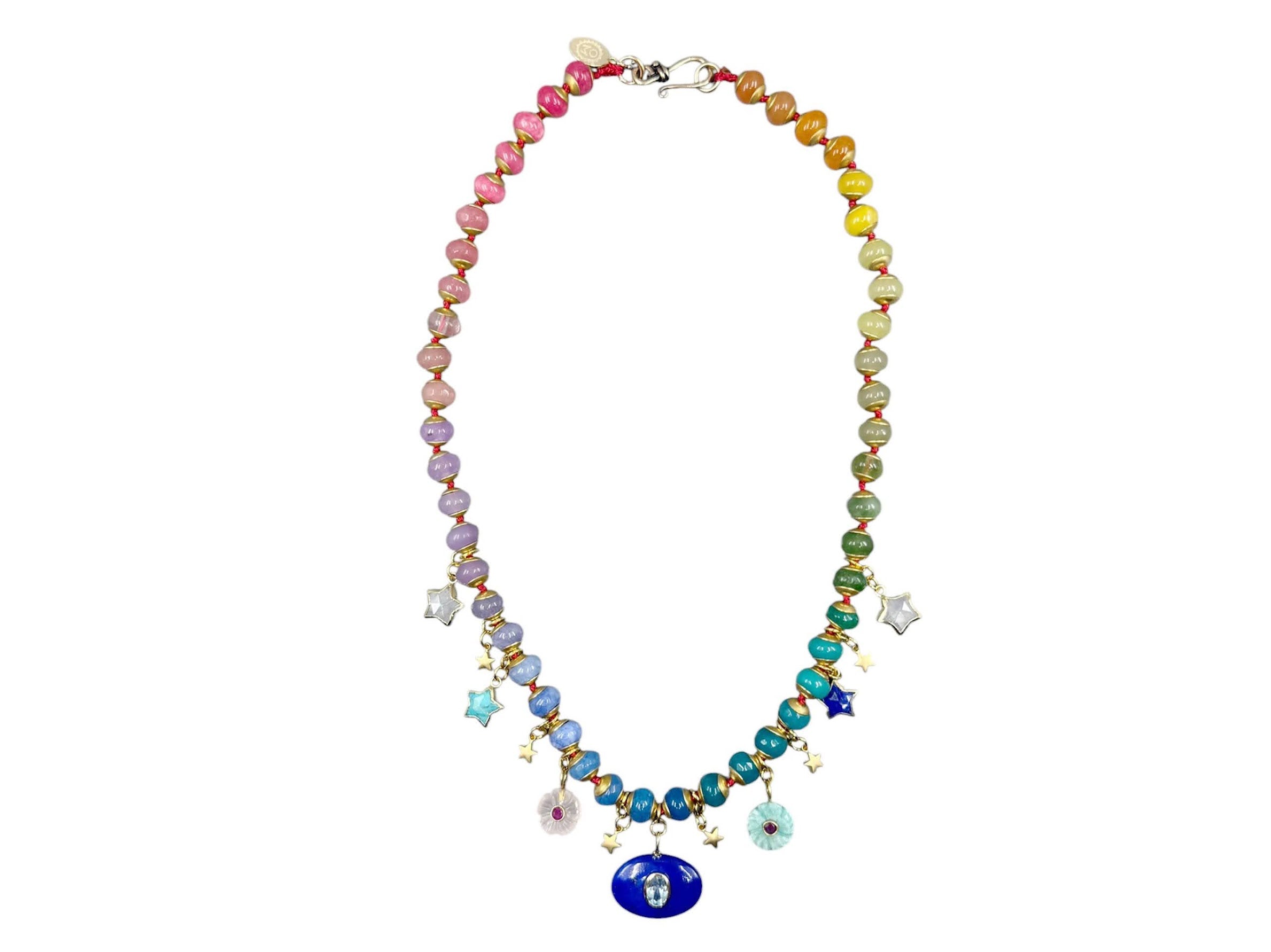 One-of-a-Kind Semiprecious Bead Necklace with Charms