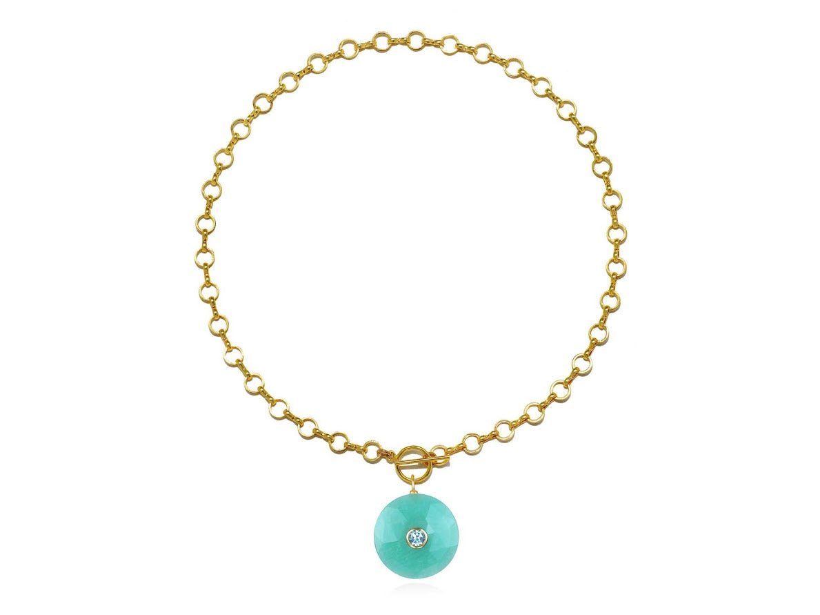 Amazonite and Blue Topaz Charm Necklace