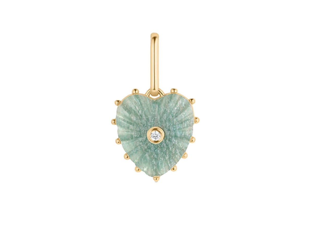 Small Carved Amazonite Heart Charm
